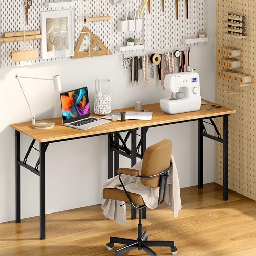 Need Office Computer Desk - 47.2L Sturdy and Heavy Duty Folding Laptop Table,Writing Table/Home Office Desk/Sewing Table,No Assembly Required (Teak Color) AC5BB12060 - color: Teak & Black Frame, size: 47inch
