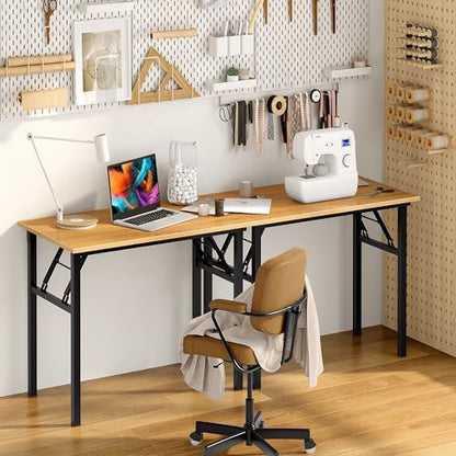 Need Office Computer Desk - 47.2L Sturdy and Heavy Duty Folding Laptop Table,Writing Table/Home Office Desk/Sewing Table,No Assembly Required (Teak Color) AC5BB12060 - color: Teak & Black Frame, size: 47inch