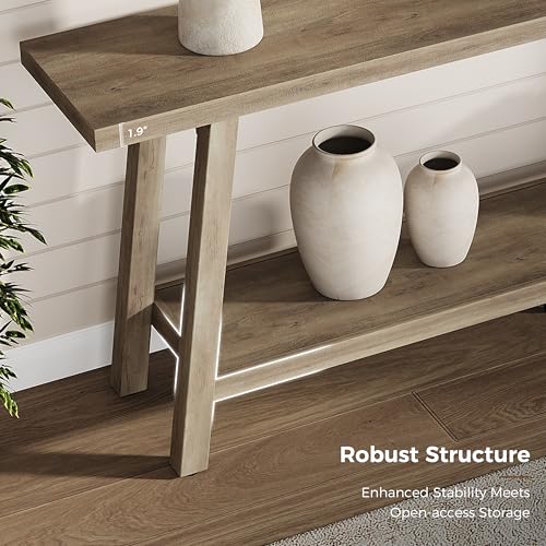 GarveeHome 70.87" Extra Long Console Table, Narrow Sofa Table Behind Couch, Rusitc Pear Entryway Table for Hallway Living Room Foyer, Farmhouse Accent Skinny Table, Rusitc Pear, 70.87" L x 14.02" W - color: Rustic Pear, size: 70.87"L x 14.02"W x 31.5"H