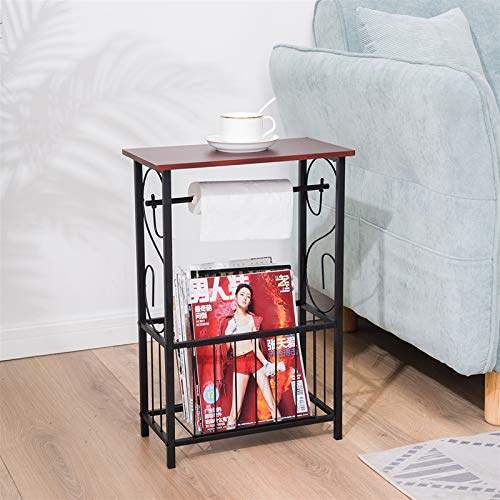 Vasitelan End Table,Industrial Retro Small Side Table for Small Spaces Living Room Bedroom Kitchen and Office (Coffee) - color: Coffee