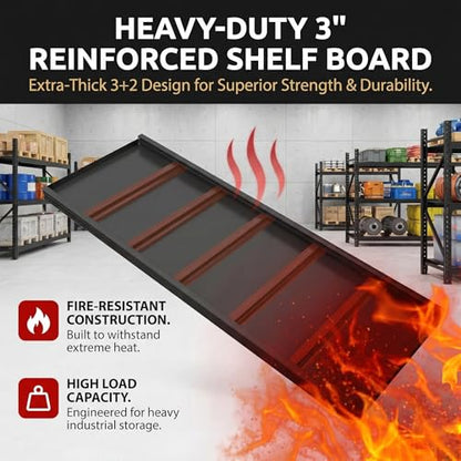 67" W Heavy Duty Garage Shelving, 6000 LBS Metal Storage Shelves with Anti-Fall Rails, 3-Tier Adjustable Storage Rack for Garage, Warehouse, Basement, Study Room - size: Reinforced 67"Wx 20"Dx 63"H