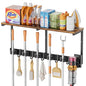 Broom Holder Wall Mount with Cleaning Supplies Organizer, Laundry Room Organization and Storage Shelves with Mop Hanger Rack Gripper Hooks, Utility Shelf Closet Organizer for Home Garage Kitchen - size: Large