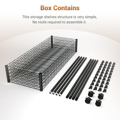 Simple Deluxe Heavy Duty 5-Tier Storage Shelving Unit, 35.83" W x 13.98" D x 61.02" H, 1250 Lbs Loading Capacity, Black - color: Black, size: 5-Tier, 36"W x 14"D x 61"H