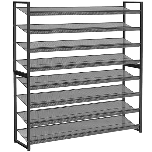 Nunsino Shoe Rack, Large Metal Shoe Organizer,Max Holds 50 Pairs,8 Tier Shoe Storage Shelf for Garage,Closet,Entryway, Black - color: Black, size: 8 Tier