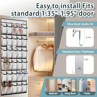 Kotkn Over the Door Shoe Organizer with 30 Breathable Mesh Pockets (2PC-White) - color: 2PC-White