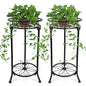 2 Pack Tall Plant Stand Indoor Outdoor, 20.3" 2 Tier Metal Plant Stand with Flower Pot Holder, Plant Rack Display Shelf for Home Garden, Patio & Balcony Decor