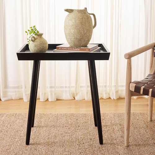 SAFAVIEH Home Collection Nonie Mid-Century Modern Black Tray Accent Table for Living Room, Home Office, Bedroom, Foyer - color: Black