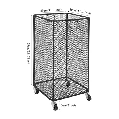 Rolling Laundry Basket, Large Capacity Metal Laundry Hamper with Wheels, Heavy Duty Iron Mesh Hamper Cart for Home Bathroom Bedroom Laundry Room (Black, Square) - color: Black, size: Square