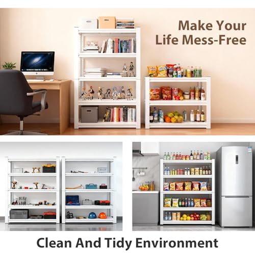 3000 LBS White Household Storage Shelving Unit，72" H 5 Tier Storage Shelve，Adjustable Heavy-Duty Shelving for Pantry, Kitchen, Garage, Closet,Office (72"*35"*15.7") - size: White 72"*35"*15.7" 5T