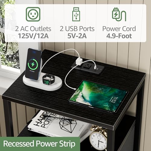 BOLUO Black Dresser with 5 Drawers Tall Nightstand with Charging Station and LED Light, Bedside Table Room Storage Drawers Closet - color: B.black, size: 11.8"D x 15.7"W x 39.8"H (5 drawers)
