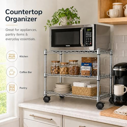 Simple Deluxe 3-Tier Storage Shelves, 750 Lbs Loading Capacity, 24.02" W x 13.78" D x 21.97" H Shelving Unit for Garage, Pantry and Kitchen, Chrome - size: 3-Tier, 24"W x 14"D x 22"H, style: 1 Pack