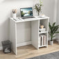 Tangkula Small White Desk with Shelves, Compact Desk for Small Space, Study Writing Table with 2 Tier Shelves, Modern Simple Style Laptop PC Table, White - color: White