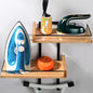 Ironing Board Hanger Wall Mount with Adjustable 2-Large Storage Shelves, Heavy Duty Space Saving Iron and Ironing Board Holder for Laundry Room, T&Y Leg Shaped, Carbonized Black - color: Black-a