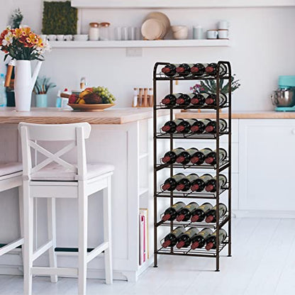 smusei Water Bottle Organizer 7 Tier Free Standing Vertical Metal Water Bottle Rack Shelf Adjustable Water Bottle Beverage Drink Stand Holder for Kitchen Pantry Food Storage, Bronze - size: 7 Tier