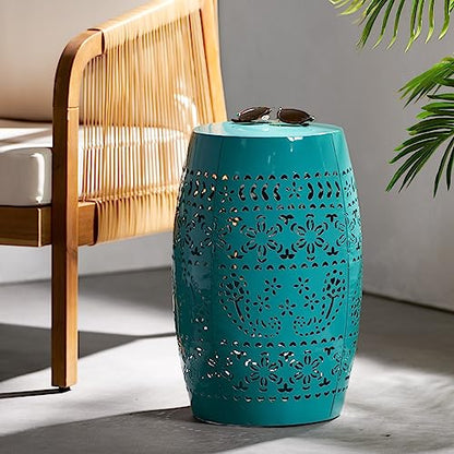 Christopher Knight Home Ruby Outdoor 12" Iron Side Table, Teal - color: Teal