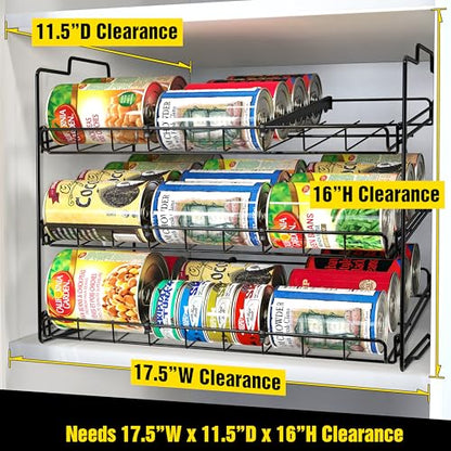 Deco Brothers Stackable Can Rack Organizer for Kitchen and Pantry, 3 Tier, Black - color: Black
