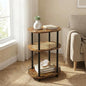 Small Rattan Side Table with Storage, 3 Tier Round/Oval End Table with Rattan Shelf, Boho Nightstand, Tool Free Assembly/Screw-Hole Free Tabletop-Living Room Bedroom-Brown - color: Brown-rattan, size: 1PC