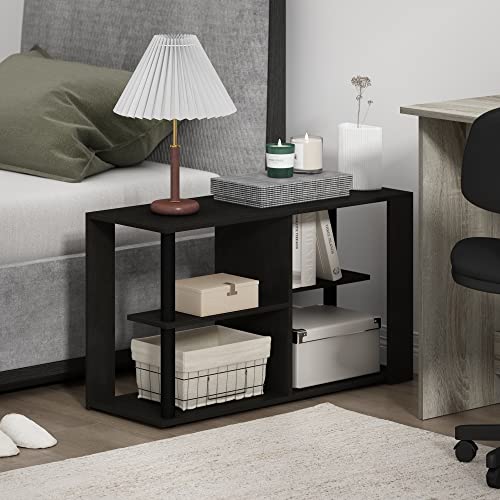 Furinno Romain Narrow End Table with Shelves, Espresso/Black - color: Espresso/Black, size: Narrow End Table