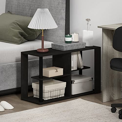 Furinno Romain Narrow End Table with Shelves, Espresso/Black - color: Espresso/Black, size: Narrow End Table