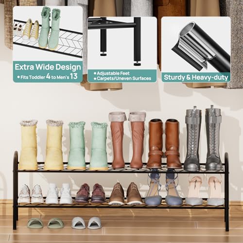 viewcare 2-Tier Shoe Rack for Closet, Extra Long Shoe Rack for Entryway & Garage, Sturdy Metal Construction, Shoe Organizer Holds 9-13 Pairs - size: 2-Tier(Extra Long)