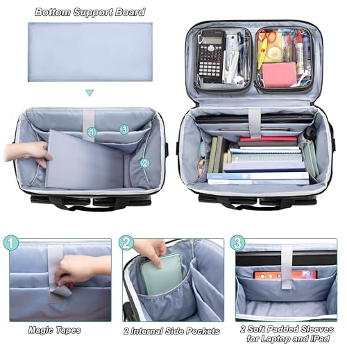 CURMIO Rolling Teacher Tote Bag with Padded Laptop Compartment for up to 15.6 Inches Laptop, Wheeled Teacher Bag for Teaching, Office, Craft, Gray - color: Gray