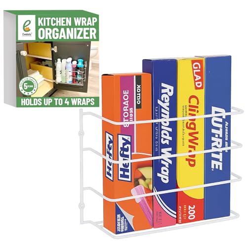 Evelots Kitchen Wrap & Food Bag Organizer Basket, Wall or Cabinet Door Mount, 1-Pack - White - color: White, size: 1 Pack
