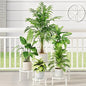5 Pack Heavy Duty Metal Plant Stand, Anti-Rust Flower Pot Holder for Indoor Outdoor Garden Patio - color: Leaf-White