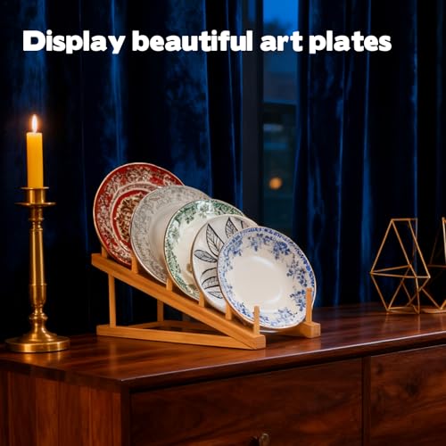 3 Pcs Bookshelf Holder, Wood Book Stand for Display 5-Tier Tabletop Small Kids Bookshelf Portable Book Rack Organizer Plate Holder for Vendor Events Art Platter Craft Show Retail Magazine Record