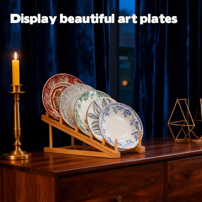 3 Pcs Bookshelf Holder, Wood Book Stand for Display 5-Tier Tabletop Small Kids Bookshelf Portable Book Rack Organizer Plate Holder for Vendor Events Art Platter Craft Show Retail Magazine Record