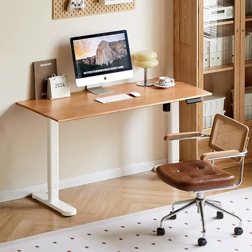 Electric Standing Desk, Height Adjustable Sit Stand Up Solid Wood Home Office Computer Desk, for Study Gaming Writing Study Bedroom Rising Desks 47.24" W - color: Natural Wood-electric Height Adjustable, size: 47.24"W