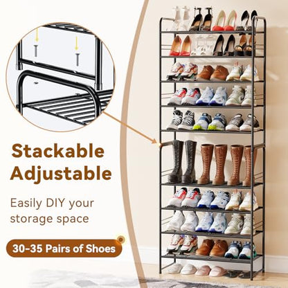 Simple Shoe Rack, 5 Tier Heavy Duty Metal Shoe Shelf 27 Inch Wide, Black - color: Black, size: 5 Tier