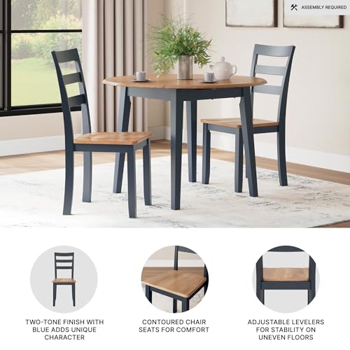 Signature Design by Ashley Gesthaven Solid Wood Frame Dining Chair, Set of 2, Blue/Natural - color: Light Brown & Blue