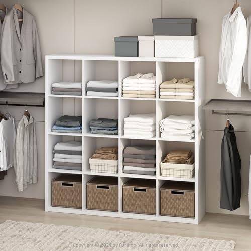 Furinno Cubic Extra Thick 16-Cube Closet Organizers and Storage, White | 14.6 x 58 x 58 in, Open Shelf Closet Storage, Closet Organizer, for Wardrobe, Bedroom, Living Room - color: White, size: 16-Cube