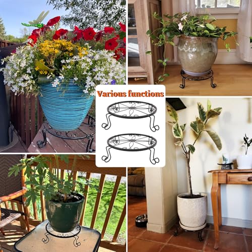 6 Pack 9 Inch Plant Stand, Heavy Duty Wrought Iron Plant Stands for Indoor & Outdoor, Low Plant Stands for Flowers with Elegant Design