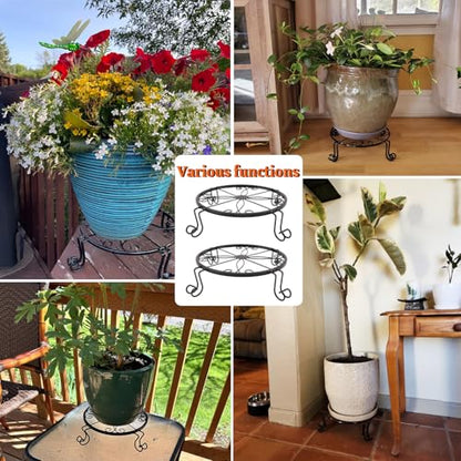 6 Pack 9 Inch Plant Stand, Heavy Duty Wrought Iron Plant Stands for Indoor & Outdoor, Low Plant Stands for Flowers with Elegant Design