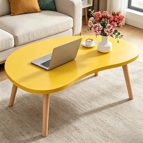 Coffee Table, 31.5" Low Coffee Tables with Solid Wood Legs, Floor Table Desk for Sitting on The Floor, Easy Assembly Small Japanese Coffee Table for Living Room, Apartment, Office (Large Mango Yellow) - color: 31.5"l Mango Yellow