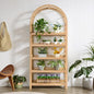 5-Tier Solid Wood Open Bookcase, Modern Arched Bookshelf, Home Office Shelf Storage Organizer, Storage Display Rack Shelf for Living Room (Natural)