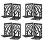 VFINE 8-Piece Metal Bookends for Shelves, Black Tree Book Ends for Books, Decorative Desk Book Organizer, Non-Skid Shelve Bookends for Home Office Shcool Supplies - style: Black bookend 4 pairs