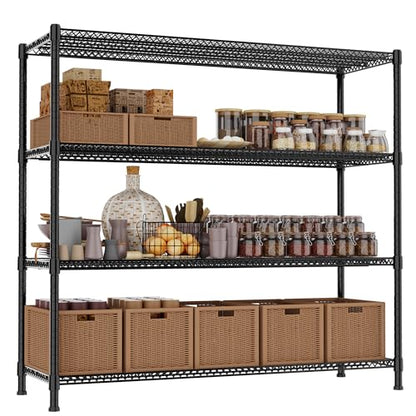 REGILLER 4-Wire Shelf Adjustable Heavy Duty Storage Shelves,Metal Organizer Wire Rack for Laundry Bathroom Kitchen Pantry Closet Garage Shelving(Black,24" Dx59.6 Wx72.2 H) - size: 4tier 24"D x 59.6"W x 72.2"H