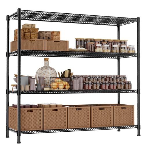 REGILLER 4-Wire Shelf Adjustable Heavy Duty Storage Shelves,Metal Organizer Wire Rack for Laundry Bathroom Kitchen Pantry Closet Garage Shelving(Black,24" Dx59.6 Wx72.2 H) - size: 4tier 24"D x 59.6"W x 72.2"H