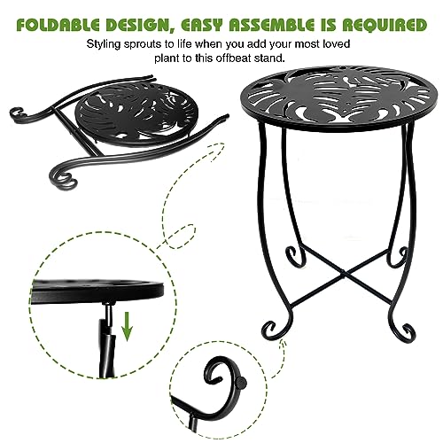 Fashion&cool Side Tables for Small Space, Metal Outdoor Indoor Round Side Table, Small End Table Pool Chair Side Table for Patio Yard Porch Balcony Garden Bedside Plant Stand