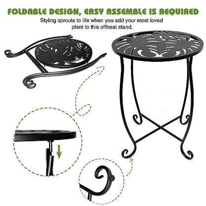 Fashion&cool Side Tables for Small Space, Metal Outdoor Indoor Round Side Table, Small End Table Pool Chair Side Table for Patio Yard Porch Balcony Garden Bedside Plant Stand