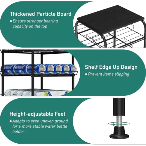 Vrisa 5 Tier Water Bottle Storage Rack Vertical Freestanding Bottled Water Organizer Large Capacity Beverage Drink Soda Can Holder Stand for Kitchen Pantry Home Party Food Storage, Black - size: 5-Tier
