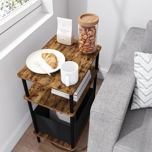 Small Side Table with Charging Station, Set of 2 End Table for Small Spaces, Slim Nightstand with Outlet,Sofa Beside Table,Living Room, Bed Room, Rustic Brown - color: Rustic Brown