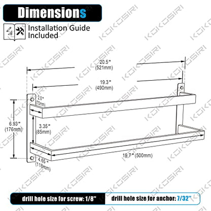 KOKOSIRI Towel Bars Black Bath Towel Holders 20 Inches Bathroom 2-Tiers Ladder Towel Rails Wall Mounted Towels Shelves Rack Stainless Steel, B5008BK-L20 - color: Matte Black, size: 20-Inch