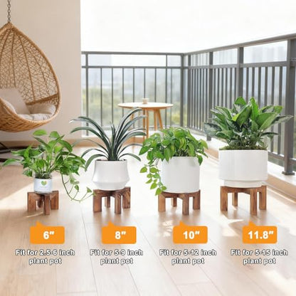 Vigordream Plant Stand, Indoor/Outdoor Wood Plant Holder, Flower Pot Stand | Sturdy Planter Stands, Mid Century Modern Single Plant Riser, Wooden Floor Flower Stand