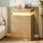 Xixini Nightstand with Charging Station and RGB LED Lights, Fluted 3-Drawer Bedside Table with Sliding Top, Wooden End Table for Bedroom, Living Room, Oak - color: Oak