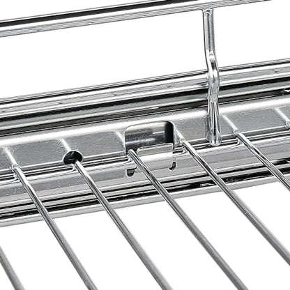 OCG Pull Out Cabinet Organizer 2 Pack (18" W x 21" D), Pull out Shelves 1 Tier, Cabinet Slide Out Shelves for Base Cabinet Organization in Kitchen Bathroom Pantry, Bottom Mount, Chrome Finish - size: 18W21D, 2Pack