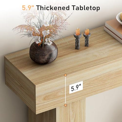 knoworld 63 Inch Long Console Table for Entryway, Farmhouse Wood Rectangular Sofa Table Behind Couch Table, Narrow Entryway Table for Living Room, Entrance, Hallway, Foyer, Easy Assembly (Natural) - color: Natural