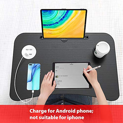 Bed Table Elekin Folding Lap Desk Laptop Desk Table with Storage Drawer/Cup Holder Folding Lap Desk Multi-Function Laptop Bed Table Desk Stand Bed Table Tray for Bed/Couch/Sofa - color: Black&white